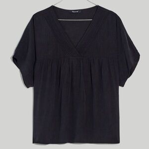 NWT Madewell babydoll Lusterweave Pintuck Top wine burgundy small